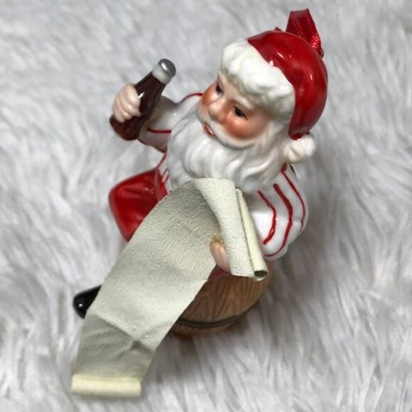 NWOT Vintage Coca-Cola Sitting Santa w/List Ornament Keepsake Box - Picture 7 of 13